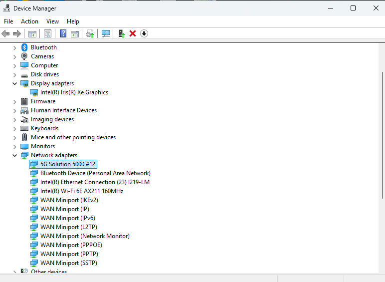 card WWAN 5G LTE Fibocom FM350-GL