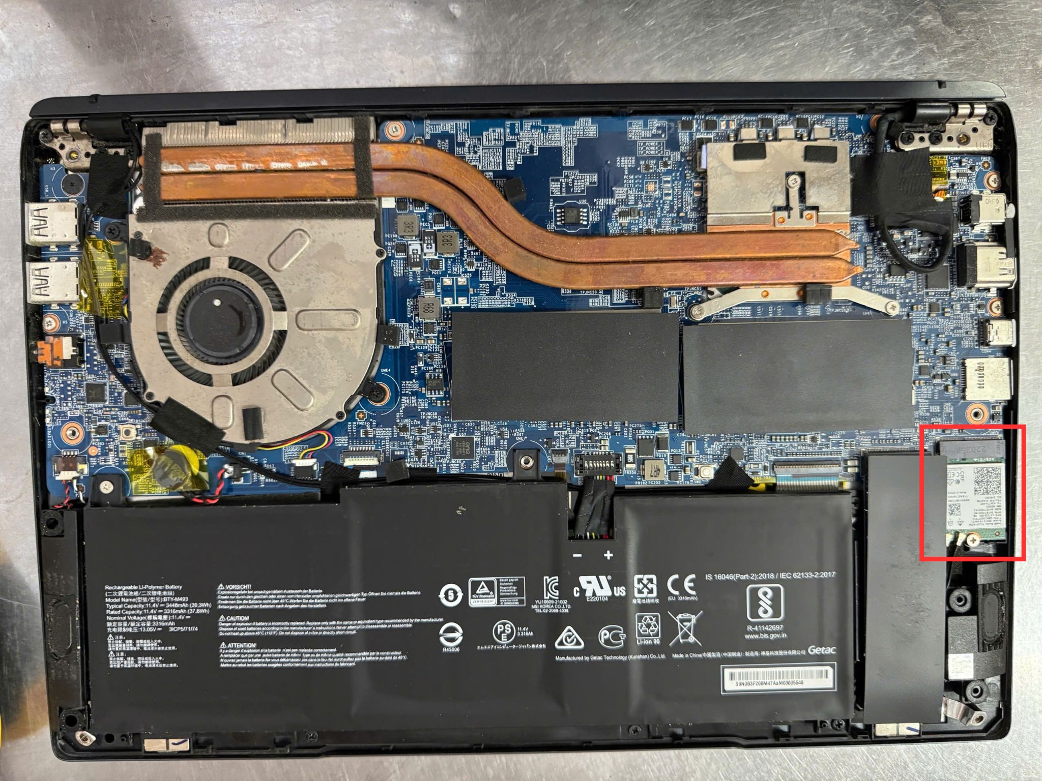 Thay card WIFI cho Laptop MSI 14 B11MOU chính hãng
