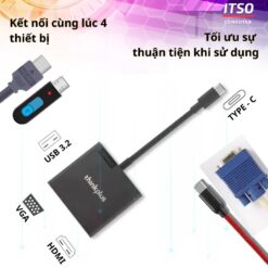 HUB CHUYỂN đổi think plus USB Type-C ra HDMI - VGA - USB 3.0 - pd (4 in 1)