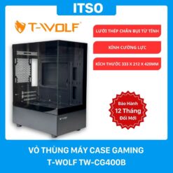 Vỏ thùng máy Case Gaming T-WOLF TW-CG400B ( Black/Tempered Glass/333x212x420mm )