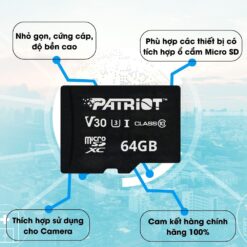 Thẻ nhớ 64GB Patriot V30 Class 10 cho camera chính hãng
