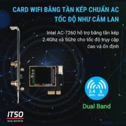 Card Wifi Intel AC-7260 Khe PCIe Có Tản Nhiệt Dùng Cho Máy Bàn
