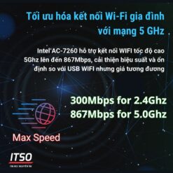 Card Wifi Intel AC-7260 Khe PCIe Có Tản Nhiệt Dùng Cho Máy Bàn