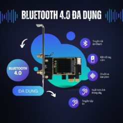 Card Wifi Intel AC-7260 Khe PCIe Có Tản Nhiệt Dùng Cho Máy Bàn
