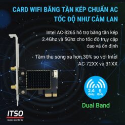 Card Wifi Intel AC-8265 Khe Pcie Có Tản Nhiệt Cho Máy Bàn