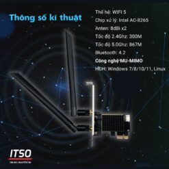 Card Wifi Intel AC-8265 Khe Pcie Có Tản Nhiệt Cho Máy Bàn
