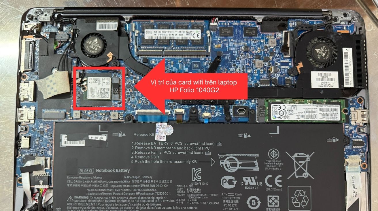 Thay card wifi cho Laptop HP Folio 1040G2 tại TP.HCM
