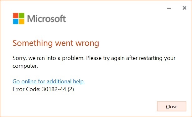 Sửa lỗi Error Code 30182-44 (2) khi cài Microsoft Office và các công cụ của Office