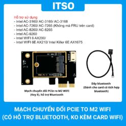 Mạch Chuyển Đổi PCIe Sang M2 WiFi (M2 Key E) - (Có Hỗ Trợ Bluetooth)