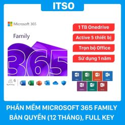 Phần mềm Microsoft Office 365 Family + AI Copilot (12 tháng X 6 User), Full Box