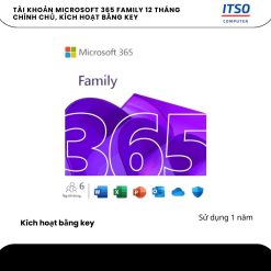 Phần mềm Microsoft Office 365 Family + AI Copilot (12 tháng X 6 User), Full Box
