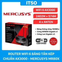 Router WiFi 6 MERCUSYS MR80X Chuẩn AX3000 – Tốc Độ Đỉnh Cao, Kết Nối Mượt Mà