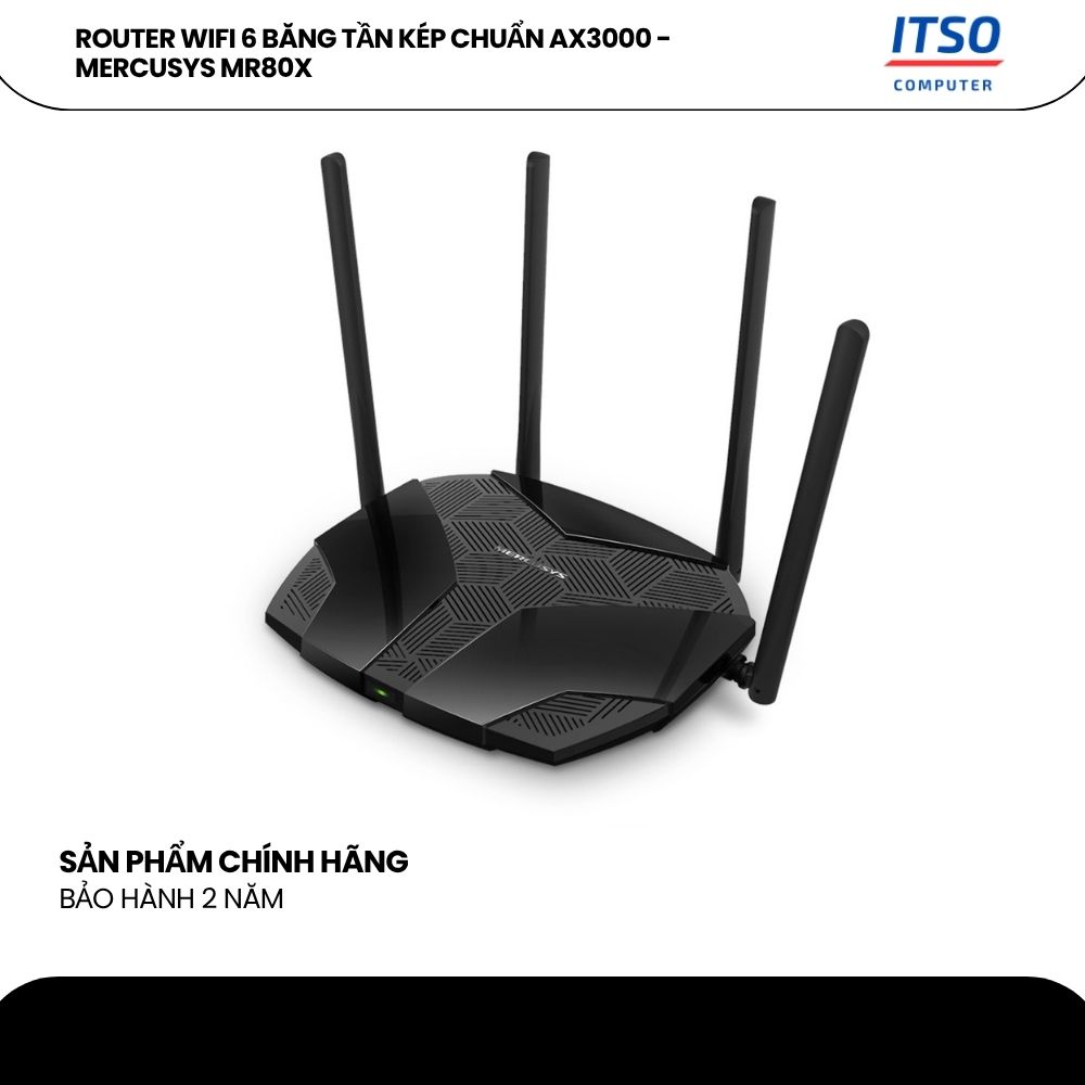 Router WiFi 6 MERCUSYS MR80X Chuẩn AX3000 – Tốc Độ Đỉnh Cao, Kết Nối Mượt Mà
