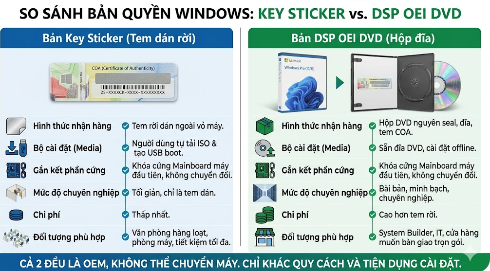 Bản quyền phần mềm Windows 11 Pro (Bản DSP OEI DVD), full VAT