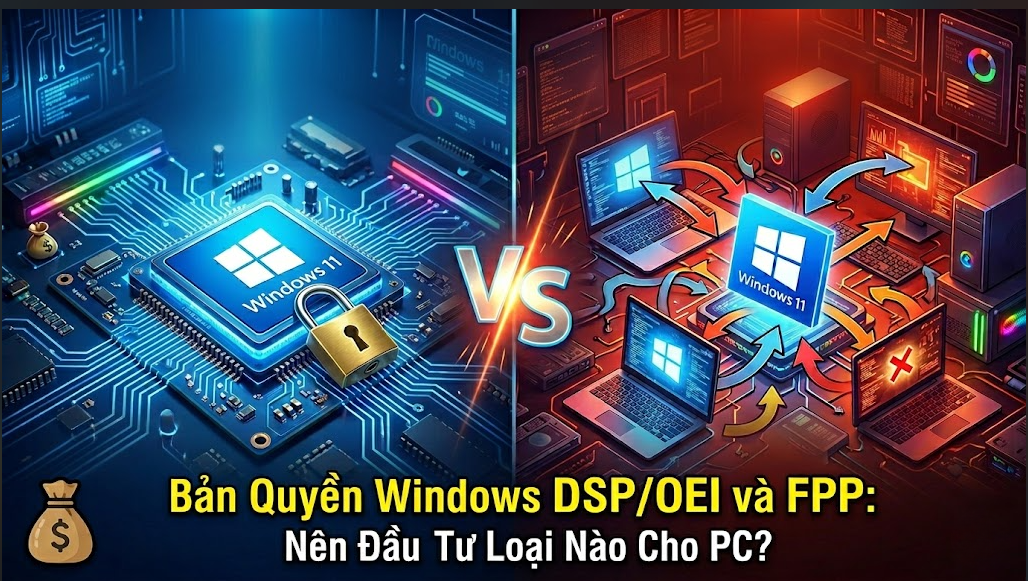 Chọn bản quyền Windows cố định theo main DSP/OEI  hay có thể chuyển máy FPP