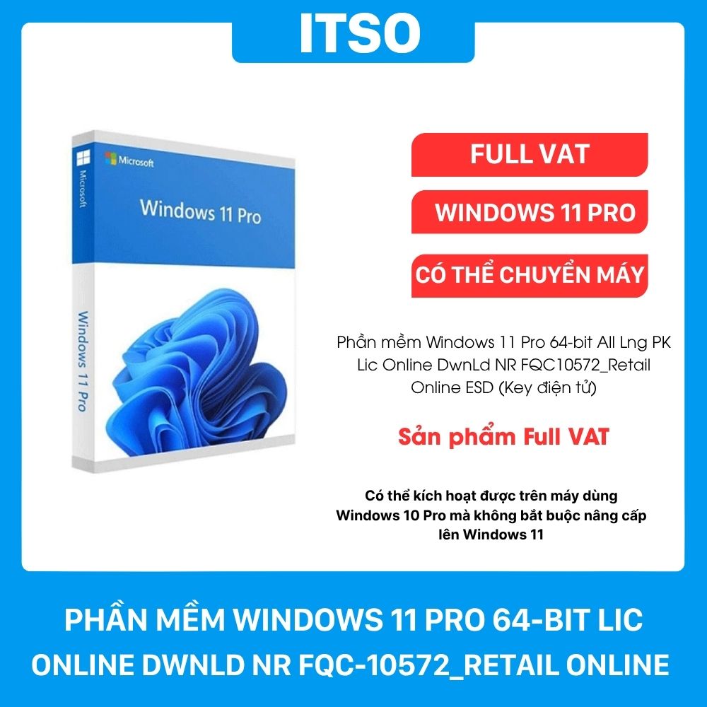 Bản quyền phần mềm Windows 11 Pro (Bản Retail, Key điện tử), FQC-10572, full VAT