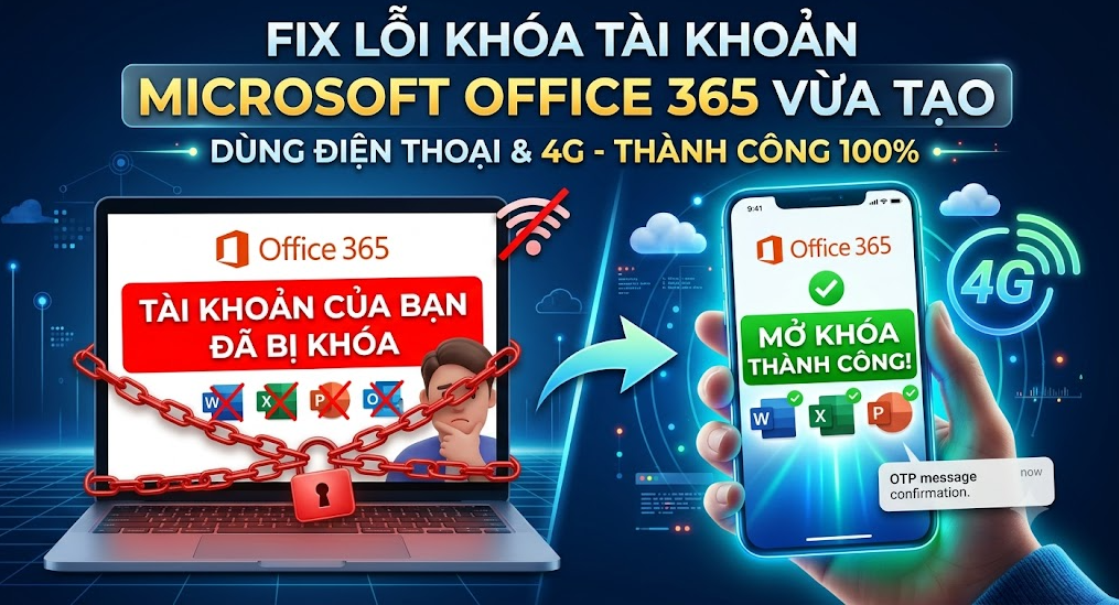 Xử lý lỗi bị khóa tài khoản khi đăng kí tài khoản Microsoft Office 365