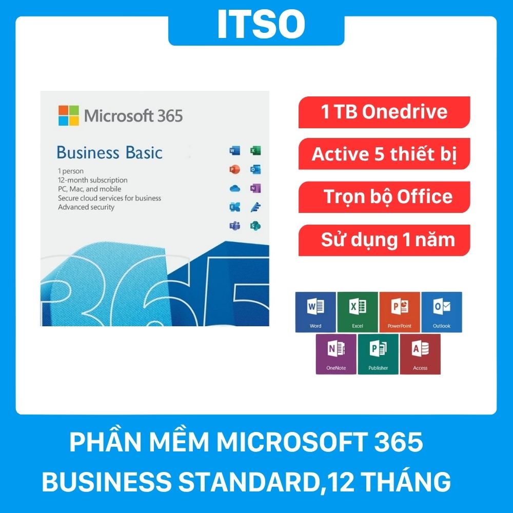 Phần mềm Microsoft 365 Business Standard, Key điện tử, Full VAT 1 Phần mềm Microsoft 365 Business Standard, Full Box, Full VAT
